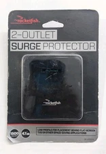 New Rocketfish 2 Outlet Wall Tap 1500 Joules Surge Protector Black 