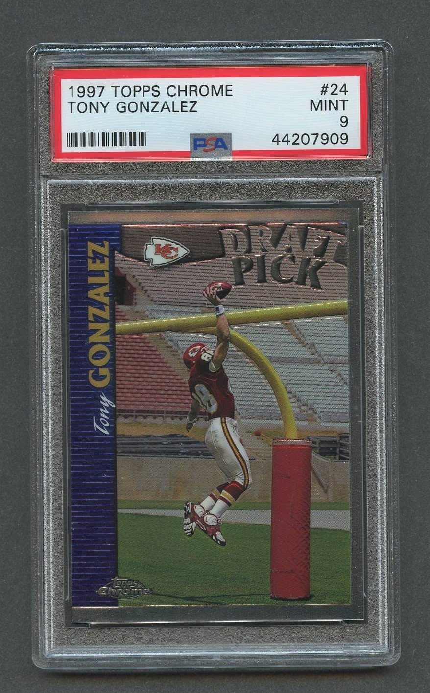 1997 Topps Chrome Football TONY GONZALEZ RC #24 PSA 9 MINT KC Chiefs Rookie