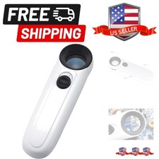 Handheld 40x High Power Hand Held Magnifier Magnifying Glass with 2-LED Light...
