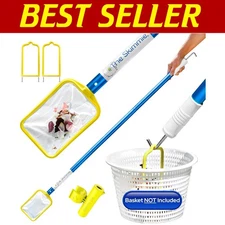 Ultimate Pool Skimmer Net & Pole: 53" with Fine Mesh and Quick-Release Features