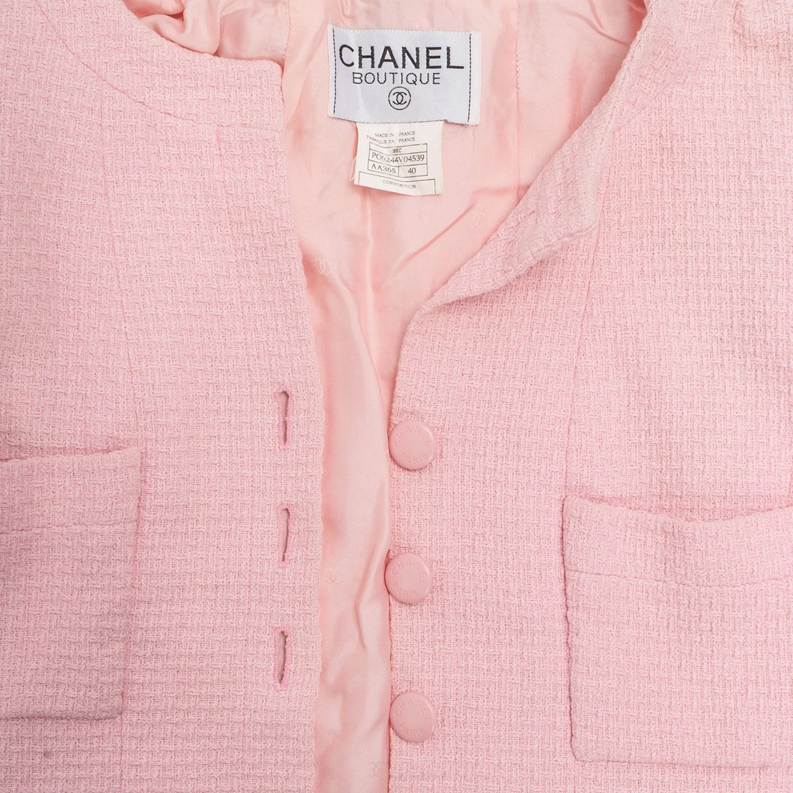 Chanel Pink Tweed Costume Jacket (DE38 FR40) Giacca Coco CC