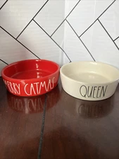 Merry Catmas Rae Dunn Red Cat Food Bowl Or Water Dish Queen Small Pet Dog Lot