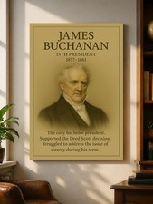 James Buchanan Vintage Portrait USA History Wall Art 15th President Print