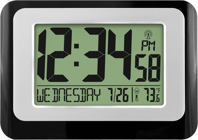 La Crosse Technology W88631 Digital Atomic Black Wall Clock with 