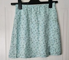 Hollister XS Skirt Pale Blue  White Flowers Green Leaves Lined