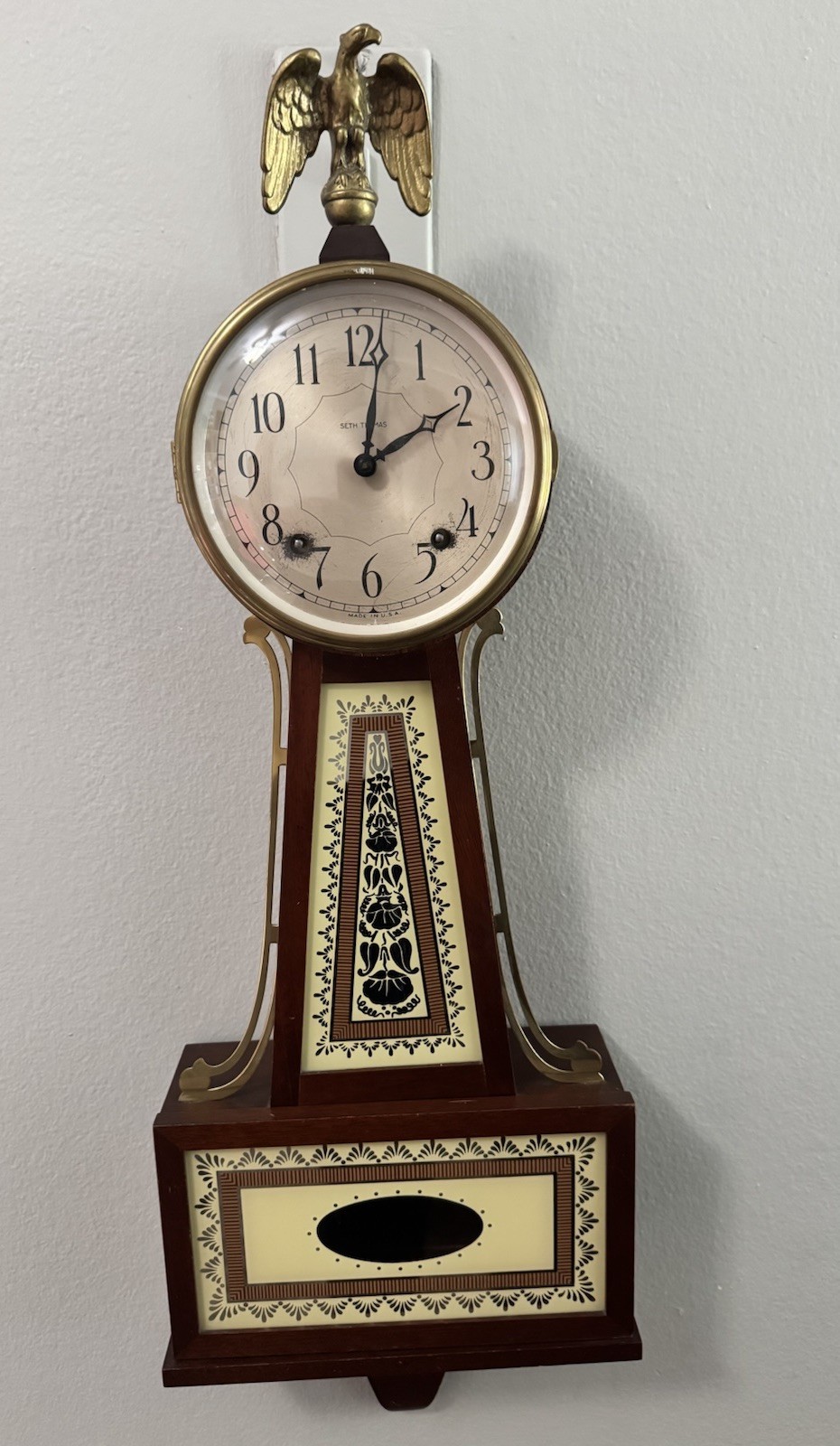 Seth Thomas Brookfield Banjo Style Wall Clock Vintage 1947 Made In USA Works