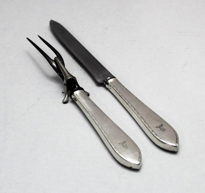 Tiffany & Co Sterling Silver 2-Piece Carving Set Feather Edge Antique c.1901