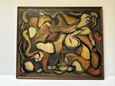 MID CENTURY PAINTING CUBIST CUBISM MODERNISM EXPRESSIONISM NON OBJECTIVE SIGNED