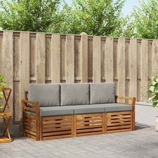 Set divani con cuscino 3 pcs Grigio Naturale e Chiaro