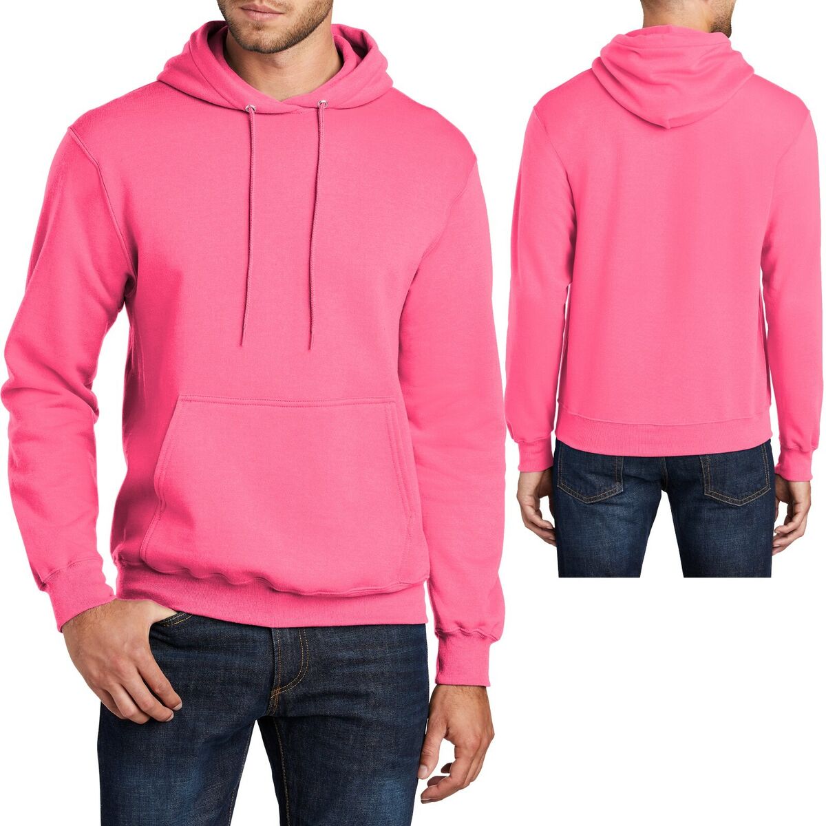 Mens Pullover NEON Hoodie Adult Sizes S M L XL-4XL Hooded Sweatshirt Hoody  NEW