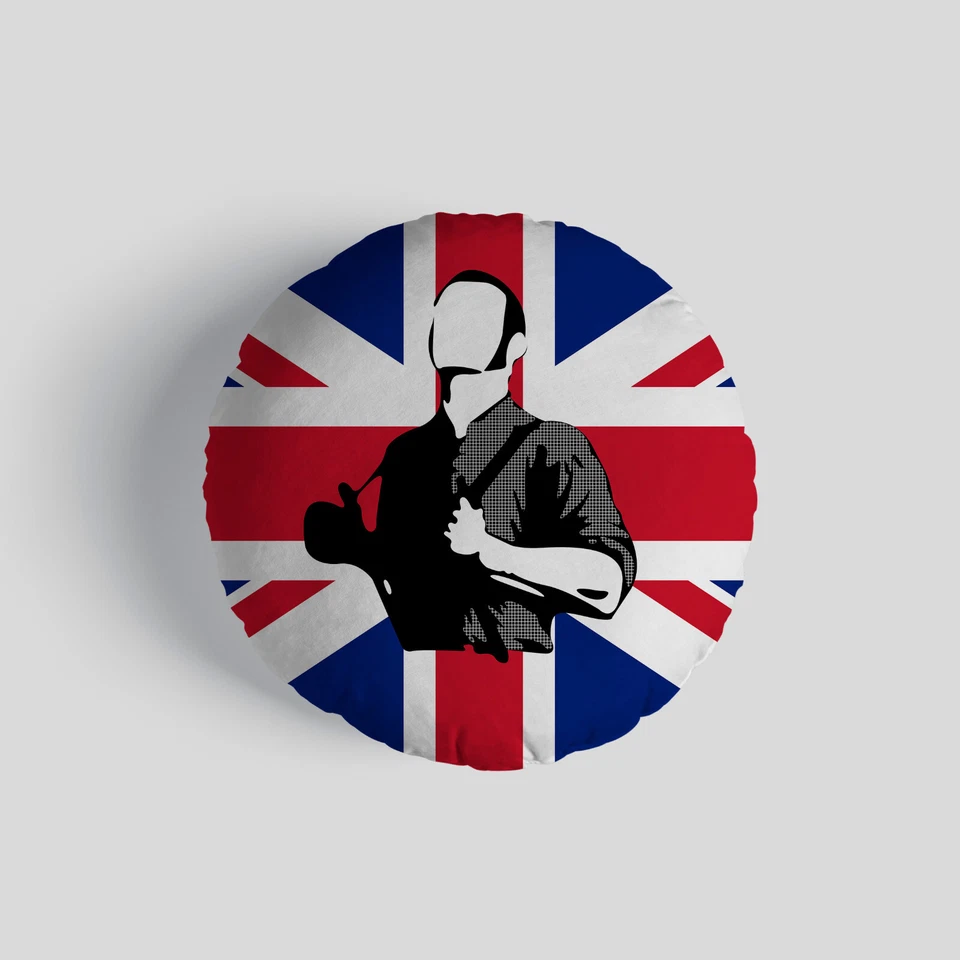 Skinhead Union Jack 14" Round Cushion Decrotive Circle Pillow - Image 3 of 4