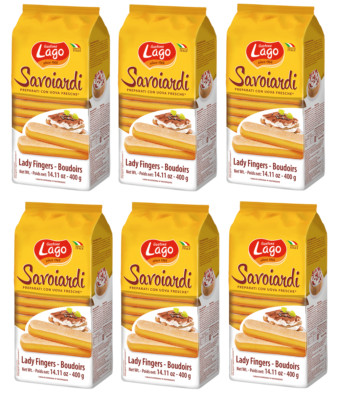 6x Gastone Lago Savoiardi Traditionelle Sardische Kekse mit Zitronenaroma 400g