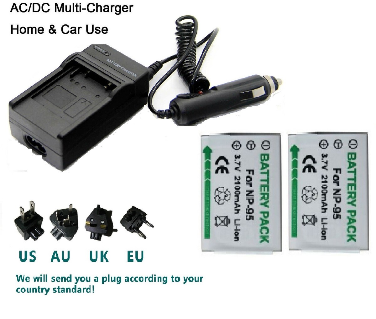 2XNP-95 Battery+Charger For FUJIFILM X30 X-S1 XS1 X100 X100T X100s