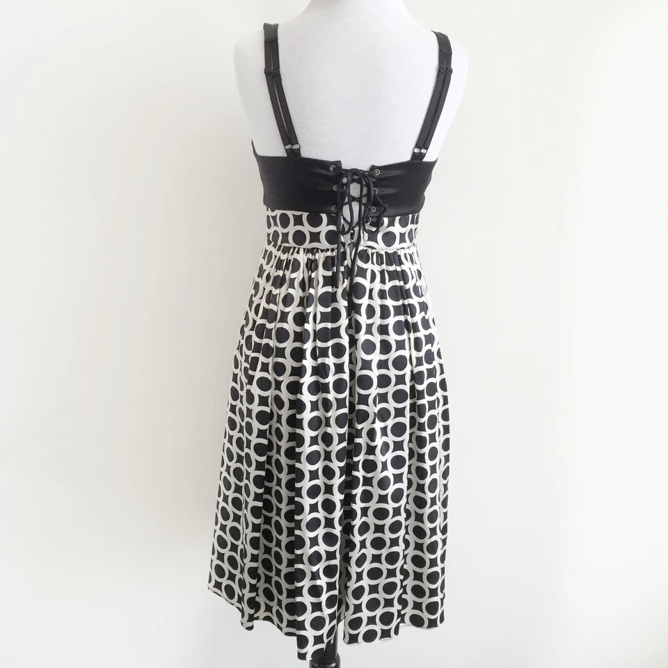 Vestido Arden B Geométrico Círculo Retro Estampado Mod Sexy Satén Babydoll Columpio S/M Foto 4 de 4