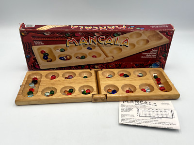 Vintage Mancala Game Solid Wood Board Complete 1997 Pressman