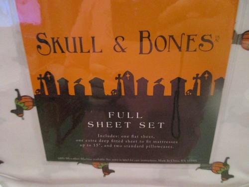 Dachshund Dog Skull & Bones Pumpkin FULL Size Microfiber Sheets Halloween NEW - Picture 4 of 4