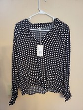 A NEW DAY Woman  s Polka Dot Blouse Long Sleeve Medium B43