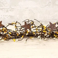 NEW Pip Berry Garland YELLOW CREAM Rusty 2" Stars 40"L Crafts Spring Summer