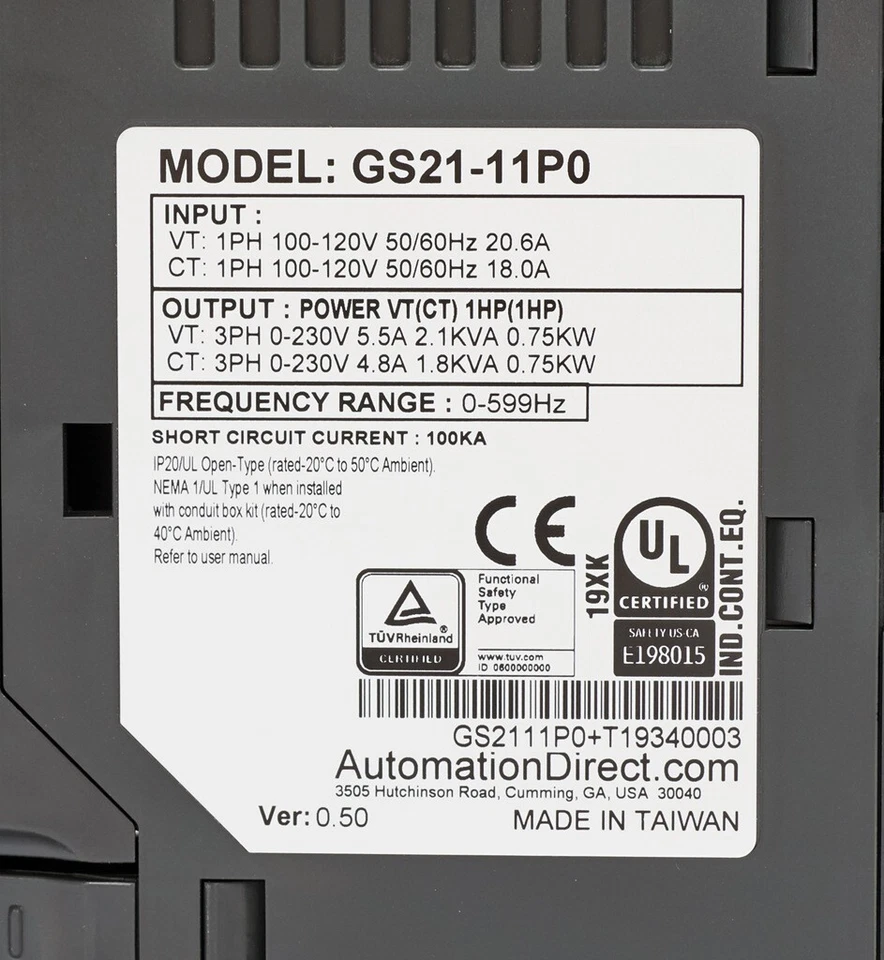 Unidade de uso geral Automation Direct GS21-11P0_DURApulse GS20 series AC - Imagem 4 de 4