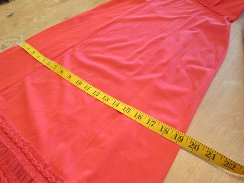 Vintage Size M Red Full Slip Nightgown Heiress Nylon Ruffle Lace Trim Lingerie - Picture 5 of 8