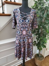 Rue + Juniors Multicolor Polyester Casual Half Sleeve Knee Length Dress Size 2X