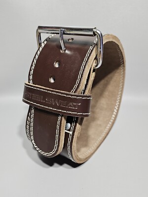Steel Sweat Leather Weight Lifting Belt Heavy Duty 4'' Wide by 10mm Thick SMALL