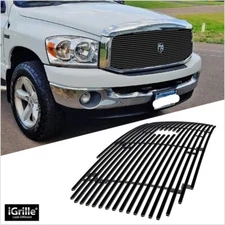 For 2006-2008 Ram 1500/2500/3500 Logo Show Upper Stainless Black Billet Grille