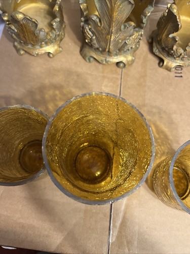 International Bazaar Set of 3 Candleholders with Crackle Glass New Damaged Box - Picture 5 of 7