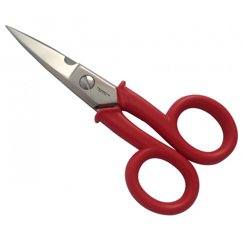 14cm Electrician Scissors with Plastic Coated Handles & PVC Case - Tenar-image