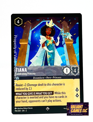 Disney Lorcana TCG Tiana Celebrating Princess 196/204 Super Rare