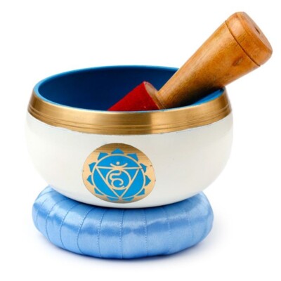 Singing Bowl Light Blue Chakra | Tibetan Sound Bowl with Mallet & Cushion