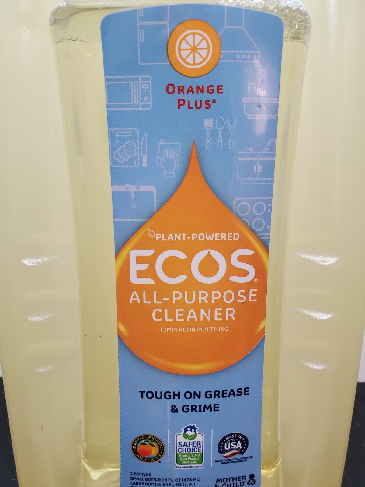 Pack of 2 Earth Friendly Products Ecos Orange Plus Cleaner Ammonia