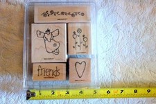 STAMPIN' UP "Friends Limited Edition 1998" Wood Mounted rubber stamp set of 5