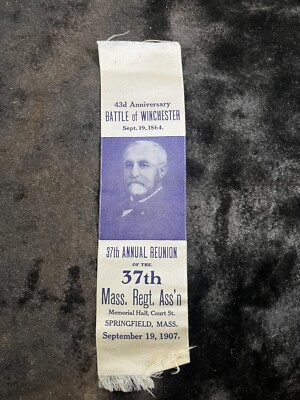 Massachusetts Ribbons 1907 43d ANNIVERSARY WINCHESTER 37th MASSACHUSETTS REGIMENT RIBBON | eBay