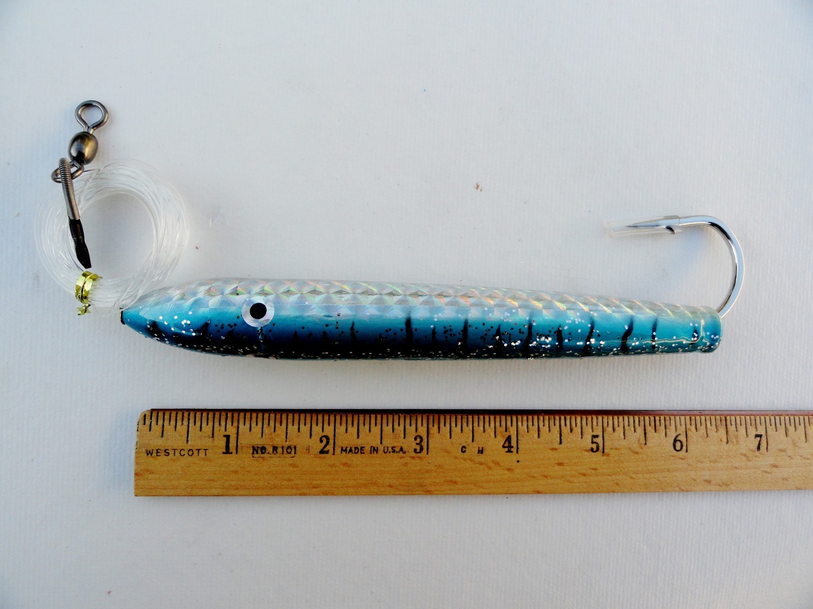  6" Rigged Cedar Plugs Mylar Mahi/Dorado Trolling Fishing Lures-4 Pieces Combo - Image 3