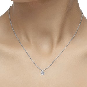 1 00 Ct Cushion Cut Diamond Solitaire Pendant Necklace 10k White
