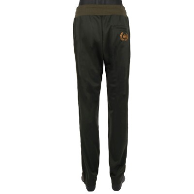 DOLCE & GABBANA Perlen Gold Stickerei Krone Jogger Hose Khaki Grün Pants 13592