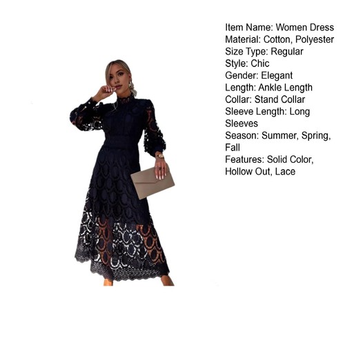 Langarm Abendkleid Festkleid Elegant Spitze Maxi mit Luftpolsterärmeln - Bild 6 von 14