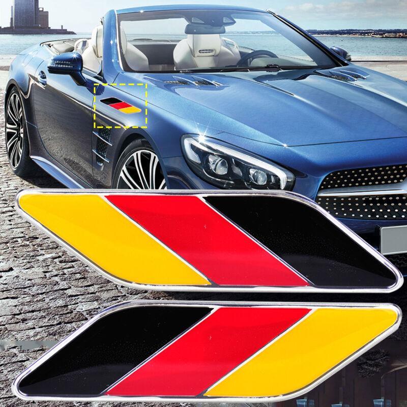 Universal 1 Pair Car Aluminum Germany Flag Emblem Badge Stripe Sticker Decal
