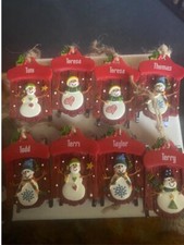Ornaments personalized ornament snowman Sled name names Christmas tree Sledding