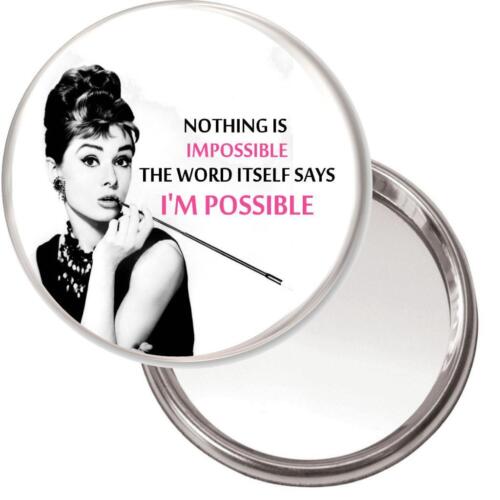 Audrey Hepburn Maquillaje Espejo" Nada Es Impossible" En Negro Organza Bolsa - Imagen 1 de 1