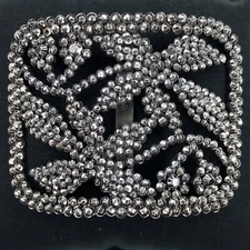 Antique Georgian Cut Steel Shoe Belt Buckle Riveted Victorian J I Co France