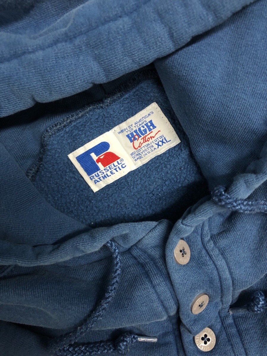 Vintage 90's Russell Athletic Henley Hoodie Men's 2XL Made In USA