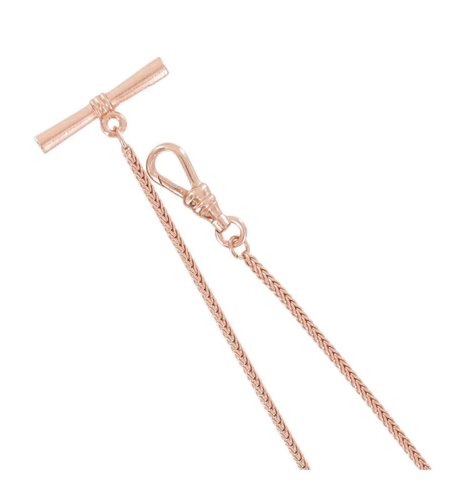 Chaleco Reloj Bolsillo Cadena Cordón Trenzado Eslabón Tono Oro Rosa 15 1/2" Ky & Co Foto 2 de 3