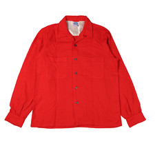 Vintage Sears Pilgrim Shirt Mens Medium Red Wool Loop Collar 50s Rockabilly Vtg
