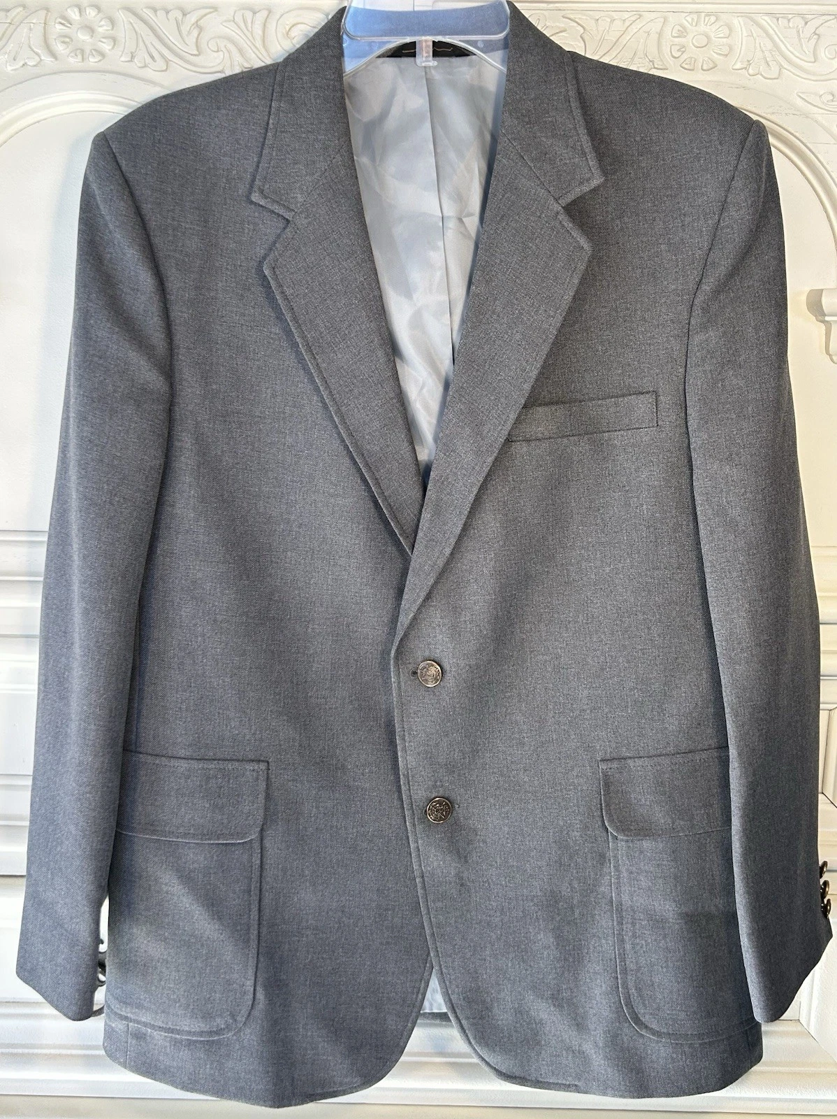 Haggar Sports Coat Blazer Gray Mens Sz 42 Machine Washable