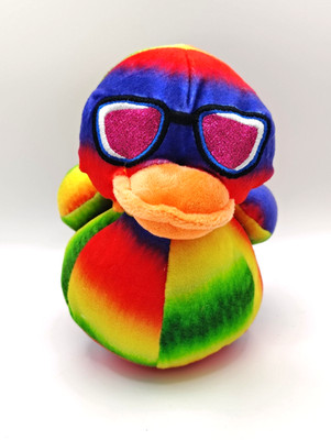 Nanco Rare Rainbow Duck Plush Dark Pink/Purple Glasses Toy