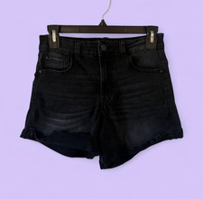 Kendall Kylie The Icon Short Black Denim Cut-Off Mid Rise 5-Pocket 5/27