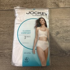 12. Jockey Classics 3 Briefs white elastic waistband sz 10/3XL