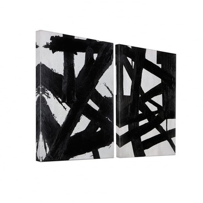 Black And White Abstract Wall Art - Black Painting Stroke Graffiti Artwork fo...